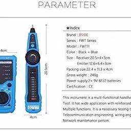 techtest Lan Tester Multi-Functional Wire Tracker Fwt11 Network Cable Tester Rj45 Digital Multimeter image 3