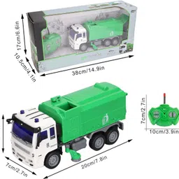 indusbay 4 Channel Remote control Rechargeable Trash Garbage Dump Truck with Bin image 3