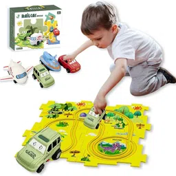 Puzzle Track Vehicle Play Set for Kids Toddlers Race Track DIY Jigsaw Puzzle Map-image-52