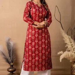 jsimar Women Printed Viscose Rayon Straight Kurta image 2