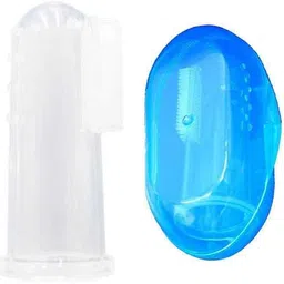 little warriors Silicone Brush for Baby,Infant Finger Brush with Hygiene case (Transparent) (Blue Case) Ultra Soft Toothbrush-picture-10
