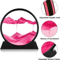 curious lifestyle 360 Rotating Moving Sand Art Glass Frame for Home & Office Table Decor Showpiece Decorative Showpiece - 10 cm image 2