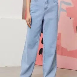 linaria Women Loose Fit Mid Rise Light Blue Jeans-picture-17