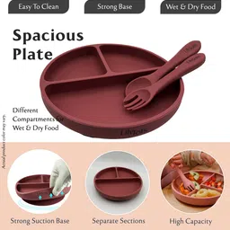 lilytots Spacious Plate with Strong Suction Base - FDA Approved, Encourages Self Eating- Silicone image 2
