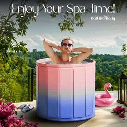 bathremedy Bathroom Bath Tub for Adults Portable Foldable Ice Bath Tub | Fast Muscle Recovery Tub | Leak-Proof Hot & Cold Use | Quick No-Installation Design (Pink & Purple) Free-standing Bathtub image 2