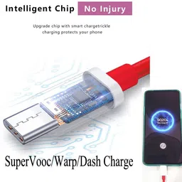 RVAT USB Type C Cable 8 A 1 m 30W/65W/80W SupurVooc Dash Warp Charge Cable, USB A to Type C Fast Charging & 480 Data Sync.Cable image 5