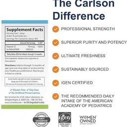 carlson Baby's Super Daily D3 400 IU, 365 Liquid Drops Unflavored Drops image 2