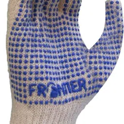 frontier COTTON KNITTED Natural White General Purpose PVC Dotted Gloves (Packof2Pairs) M Synthetic Safety Gloves image 2