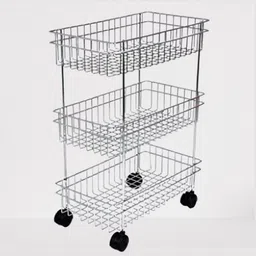 shivi 3 layer fix trolley Stainless Steel Kitchen Trolley image 4