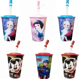shubhcraft Cartoon Design 3D Look Sipper Glass with Straw for Kids for Milk/Juice/Water/Soft Drinks-picture-23