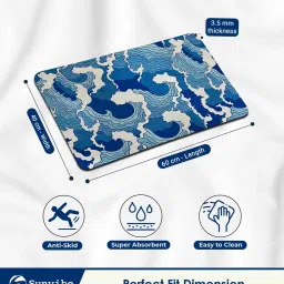 sunvibe Blue Rubber 24x16 Inches Bath Mat image 3