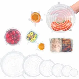 bcs traders 6 Pcs of Reusable Food Seal Wrap Different Size Stretch Covers for Kitchen Utensils, Bowls, Jars, Cans, Mugs 35.4 inch Lid Set-picture-18