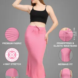 Trendmalls TM-P001-Rose Pink-3XL Lycra Blend Petticoat image 5