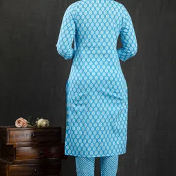 d k w Women Pure Cotton Kurta Pant Dupatta Set image 2