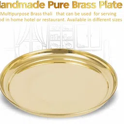 dokchan Brass Plain Plate For Pooja (Size - 17.8cm) Half Plate-picture-17