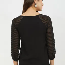 harpa Casual Regular Sleeves Solid Women Black Top image 2
