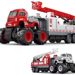 zuuluzrs Friction Powered Fire Truck Toy - Big Monster Wheels, Extendable Rotating Ladder-picture-27