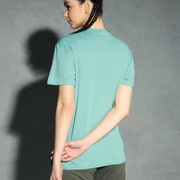 technosport Women Printed Crew Neck Polyester Green T-Shirt image 2