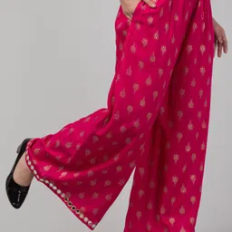 houseofcommon Women Straight Fit Pink Cotton Blend Trousers image 4