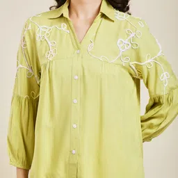 j turritopsis Women Regular Fit Solid Button Down Collar Casual Shirt image 5