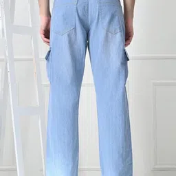 sell4u Men Jogger Fit High Rise Light Blue Jeans image 2