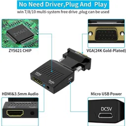 voocme GA to HDMI Adapter Converter with Audio, Active Male VGA in Female HDMI Microscope Slide Box image 3