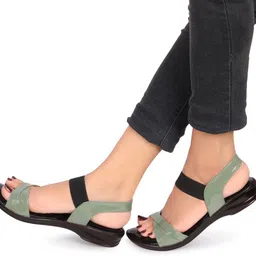 big bird footwear Women Flat Casual Sandals for Women & Girls (Green) Wedges Sandal-picture-18