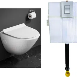 clayplus Wallhung Commode With Conceal Cistern/ Flush Tank Full Set Western Commode-picture-20
