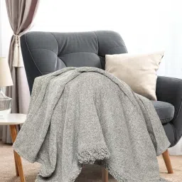 sashaa world Grey Soft Chenille Polyester 51x71 Inches Sofa Throw image 1