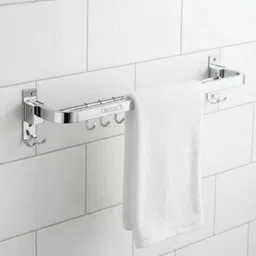 tapzech KING Anti Rust 304 Folding Rod with Hooks, Towel Rack,Towel Bar 24 inch chrome Towel Holder-picture-13