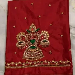 jfashion Semi Stitched Silk Blend Blouse Material Embroidered, Floral Print-picture-10