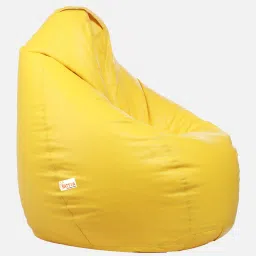 sattva Classic XXL Leatherette Bean Bag with Beans in Yellow Colour image 3