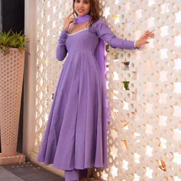 a to z cart Printed Georgette Stitched Flared/A-line Gown image 3