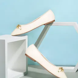 bata Gold Trim Ballerina Bellies For Women-picture-17