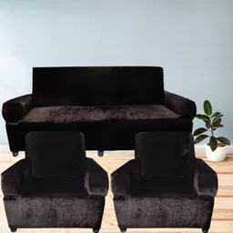 ouou Velvet Plain 3+1+1 Seater Sofa Cover image 1