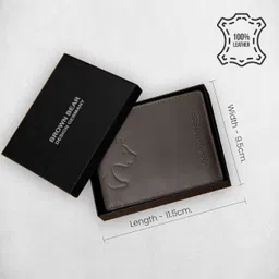 brown bear Men Casual, Formal Grey Genuine Leather RFID Wallet image 2