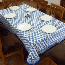 home spun & crafts Nebula (60x90) Blue & White Cotton Table Cloth image 1