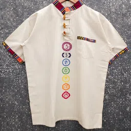 beladiya fashion Men Colorblock Khadi Cotton A-line Kurta image 3