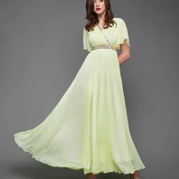 Women Gown Yellow Maxi/Full Length Dress-image-91