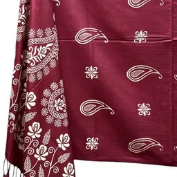 house of common Self Design Rayon Women Maroon Stole image 4