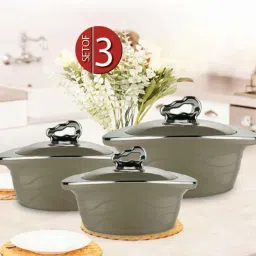 trueware Brown Zinna Plastic & Steel (Set Of 3) Casserole image 2