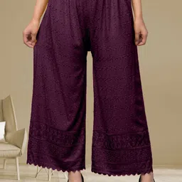 fambee Women Relaxed Purple Viscose Rayon Trousers-picture-20