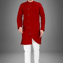 crystalrevenue Men Cotton Blend Kurta Pyjama Set image 3
