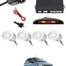 maties Car Parking Sensors - Set of 4 with Reverse Parking Camera (White)-267 White Reversing Electromagnetic Parking Sensors With Camera-267 Parking Sensor image 1