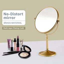 plantex Brass & SS-304 Zoom/Makeup/Stand/Hand/Vanity Mirror/8 Inch/5x/1x-Magnification Bathroom Mirror image 4