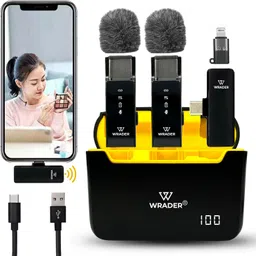 wrader Dual Wireless Mic with Noise Canceling Muff for Youtube Video Recording Teaching Microphone-picture-10