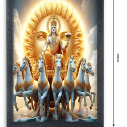 devatwal Seven Horse Photo Frame For Wall Mounted Painting Digital Reprint 10 inch x 14 inch Painting image 2