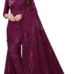 shree shubh enterprise Embellished, Embroidered, Self Design Bollywood Georgette Saree image 1