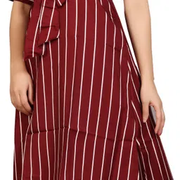 tanvi creation Women Fit and Flare Pink, Maroon Knee Length Dress image 3