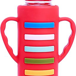 the little lookers Glass Feeding Bottle with Handle Silicon Cover for Baby - Red (240ml) - 240 ml-picture-10
